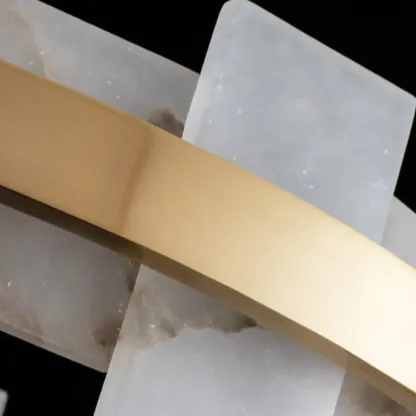 Geometric Gold-White 1-Tier Stone LED Chandelier Image - 13