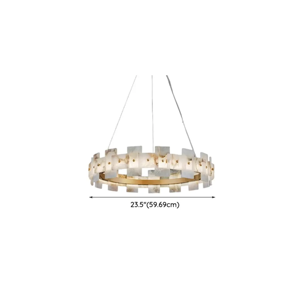 Geometric Gold-White 1-Tier Stone LED Chandelier #size