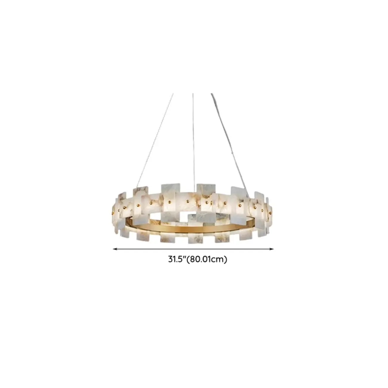 Geometric Gold-White 1-Tier Stone LED Chandelier Image - 15 | homeyfad