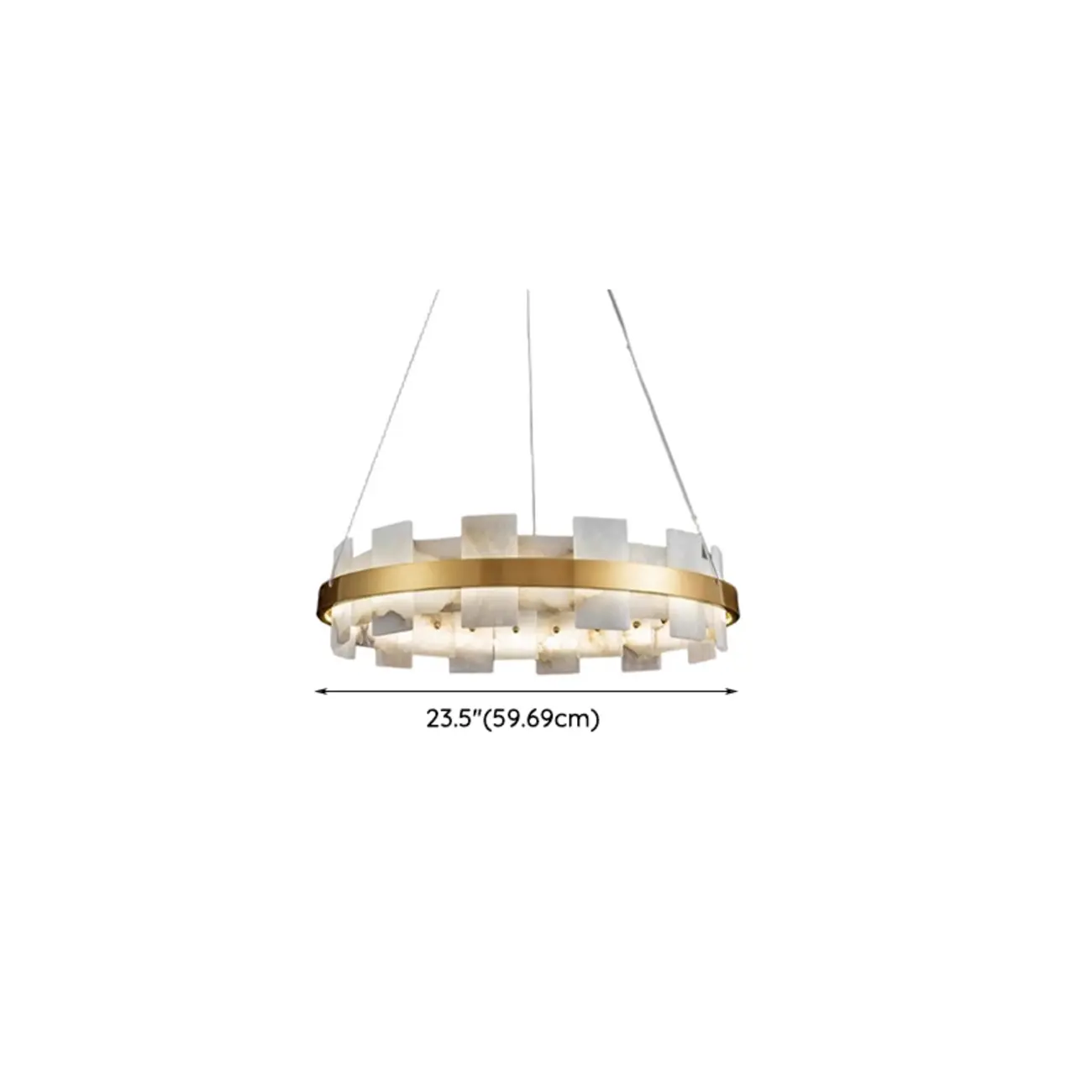 Geometric Gold-White 1-Tier Stone LED Chandelier Image - 16 | homeyfad
