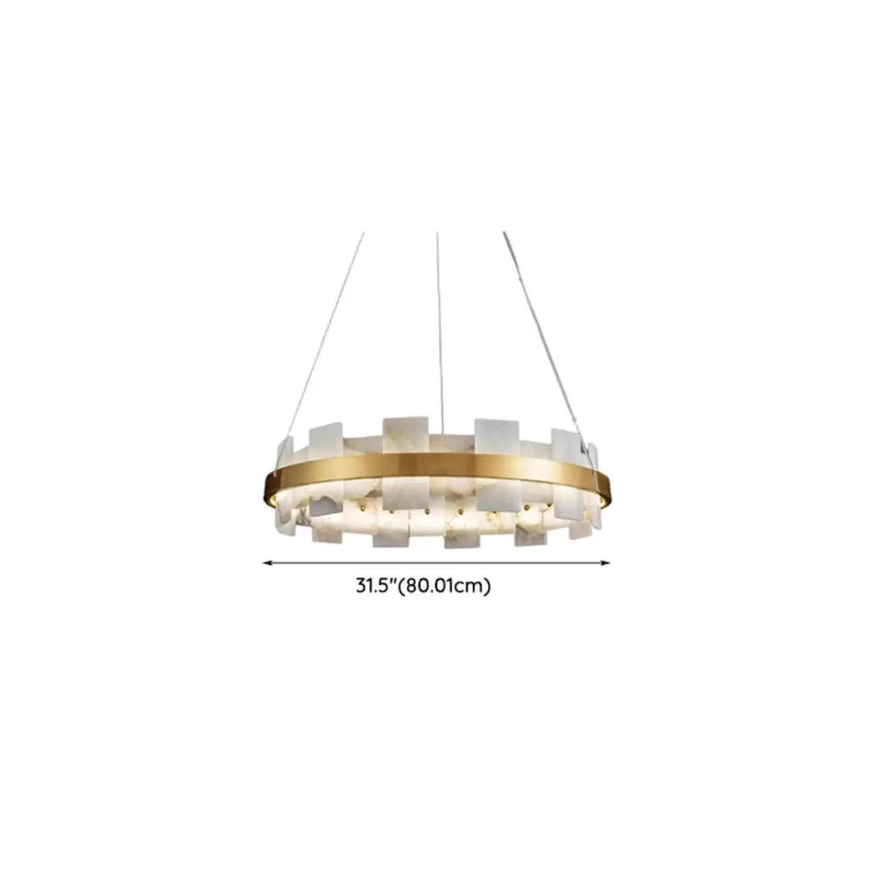 Geometric Gold-White 1-Tier Stone LED Chandelier Image - 17 | homeyfad