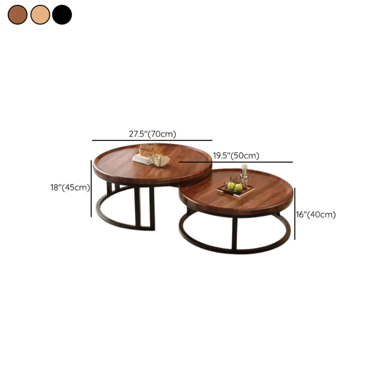 Round Modern Slate Glass Steel Frame Coffee Table #size