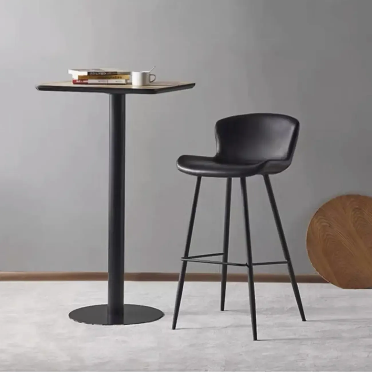 Brown Leather Saddle Seat Low Back Bar Stool Image - 2