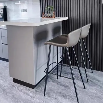 Brown Leather Saddle Seat Low Back Bar Stool Image - 3