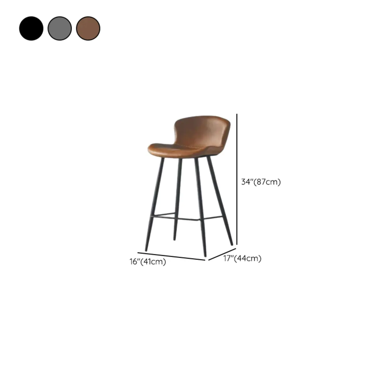 Brown Leather Saddle Seat Low Back Bar Stool #size | homeyfad