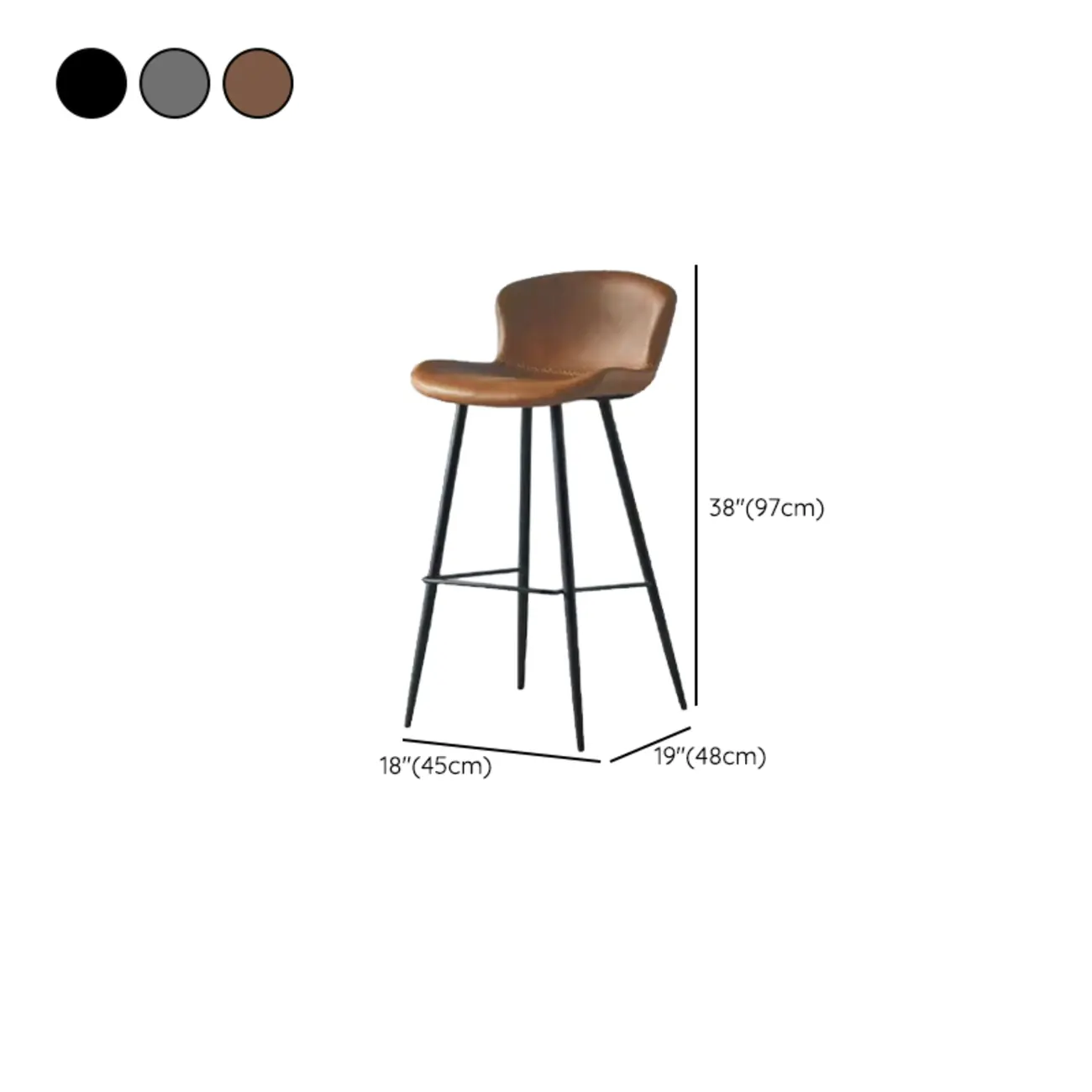 Brown Leather Saddle Seat Low Back Bar Stool Image - 14 | homeyfad