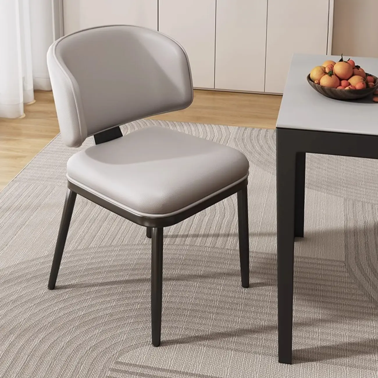 Art Deco Armless Faux Leather Low Back Dining Chair Image - 1 | homeyfad