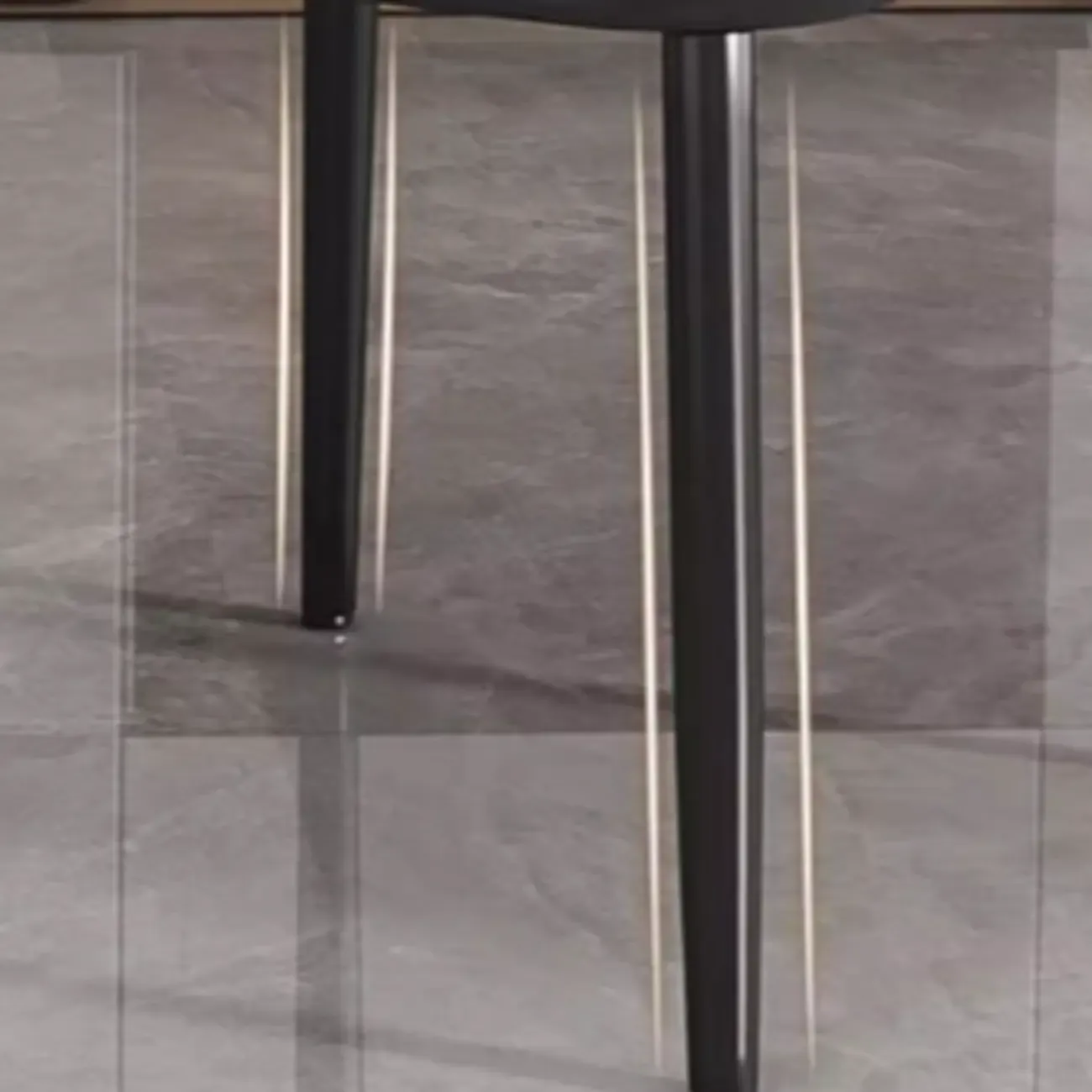 Art Deco Armless Faux Leather Low Back Dining Chair Image - 6