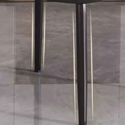 Art Deco Armless Faux Leather Low Back Dining Chair Image - 6