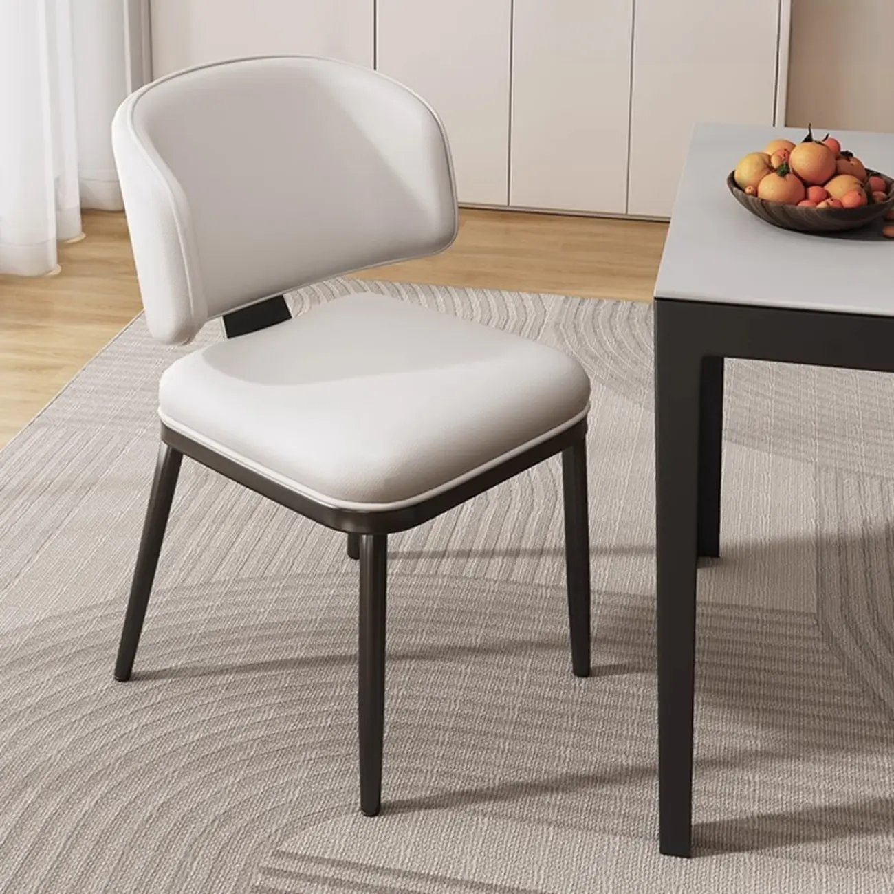 Art Deco Armless Faux Leather Low Back Dining Chair Image - 7 | homeyfad