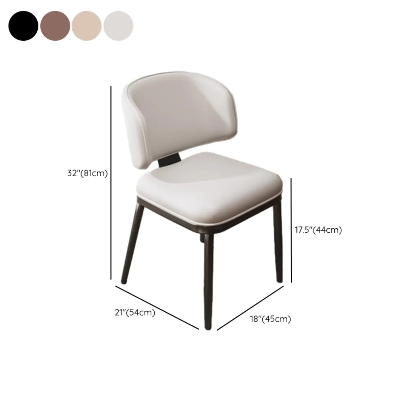 Art Deco Armless Faux Leather Low Back Dining Chair #size | homeyfad