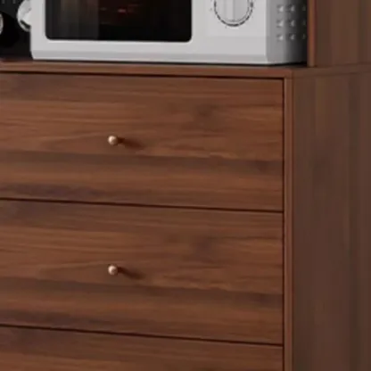 3-Drawer Wooden Fluted Glass Door Kitchen Sideboard Image - 7