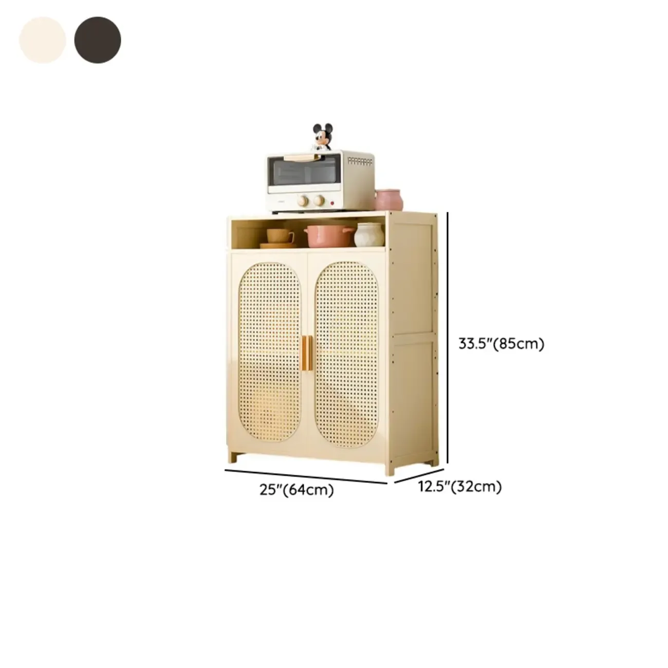 Narrow Rectangular Rattan Bamboo Sideboard with Open Shelf #size