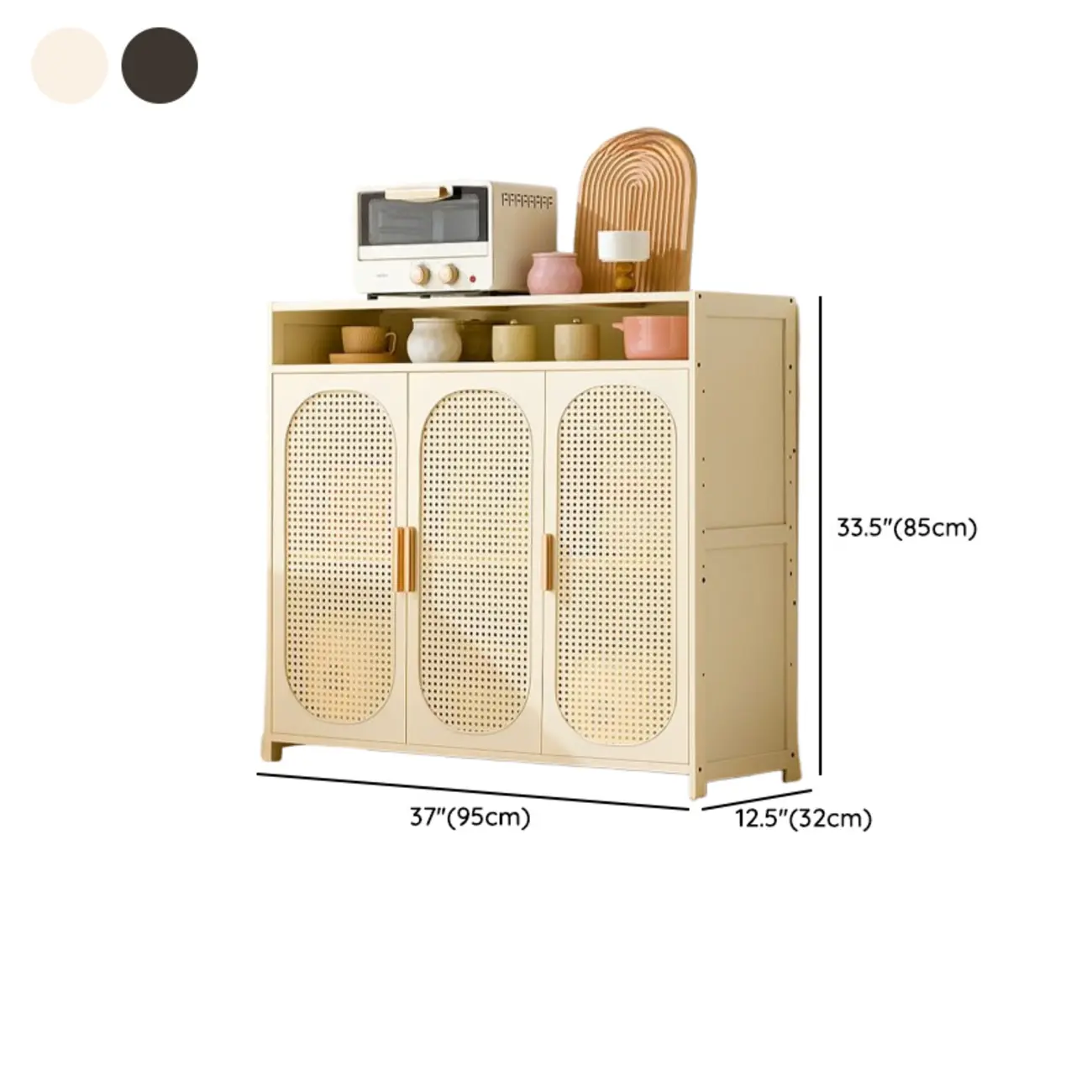 Narrow Rectangular Rattan Bamboo Sideboard with Open Shelf Image - 17 | homeyfad