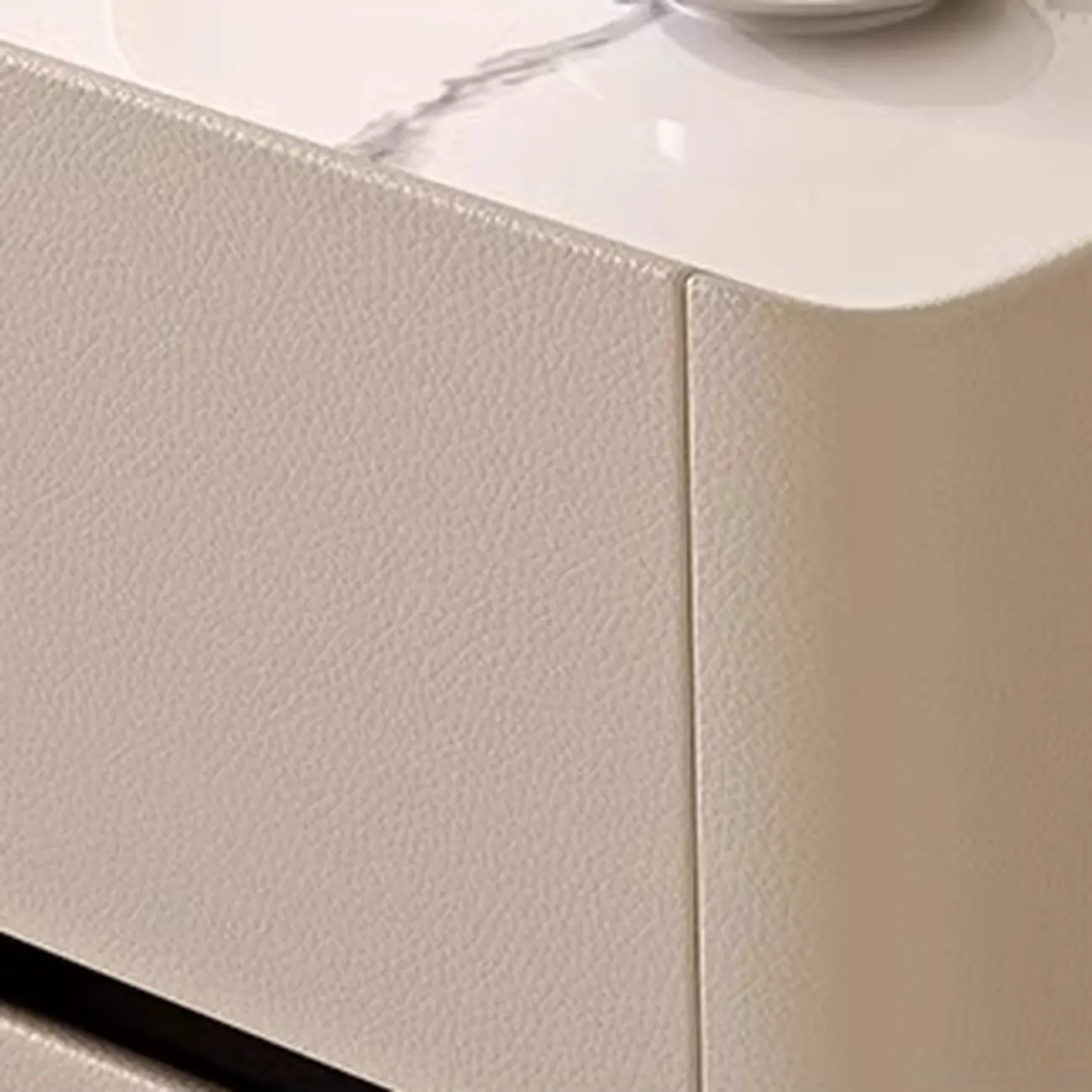 Elegant Rectangular End Table Marble Top and Leather Body Image - 6 | homeyfad