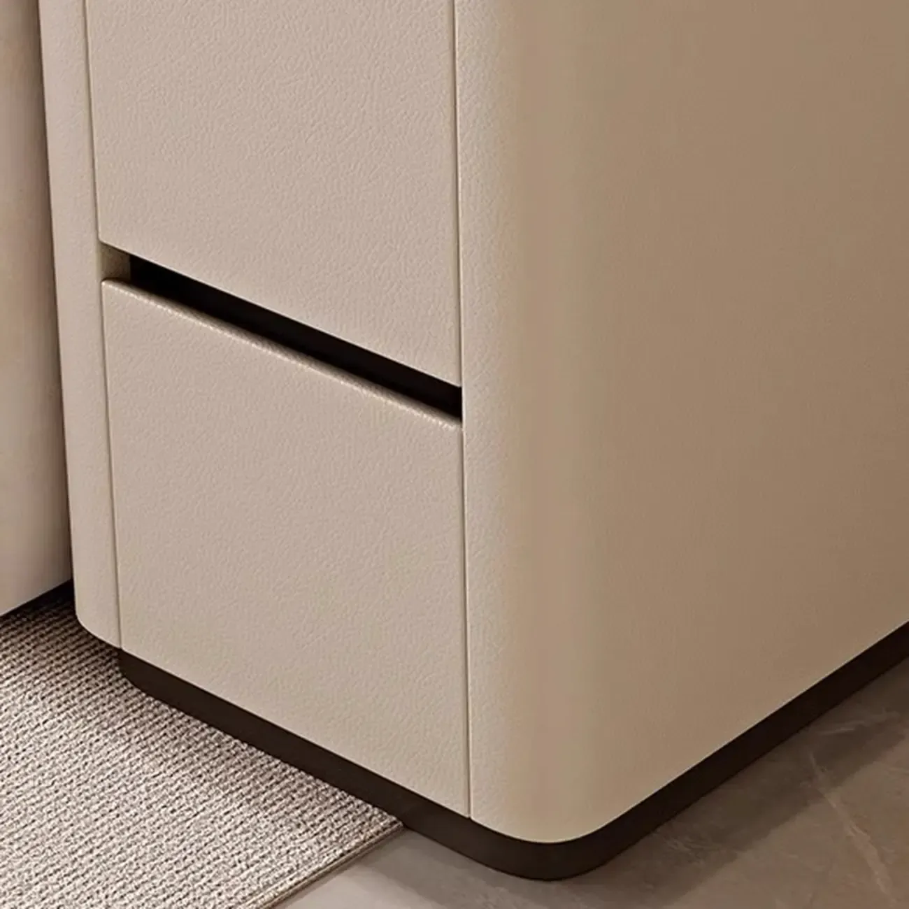 Elegant Rectangular End Table Marble Top and Leather Body Image - 7