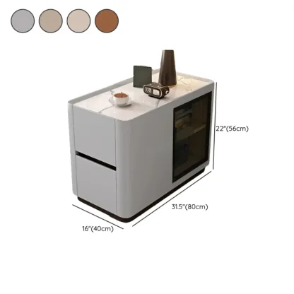 Elegant Rectangular End Table Marble Top and Leather Body Image - 9