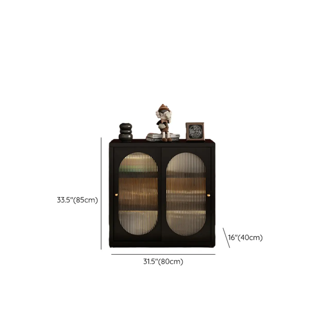 Horizontal Rectangular Metal Black Bookcase with Glass Doors Image - 12 | homeyfad