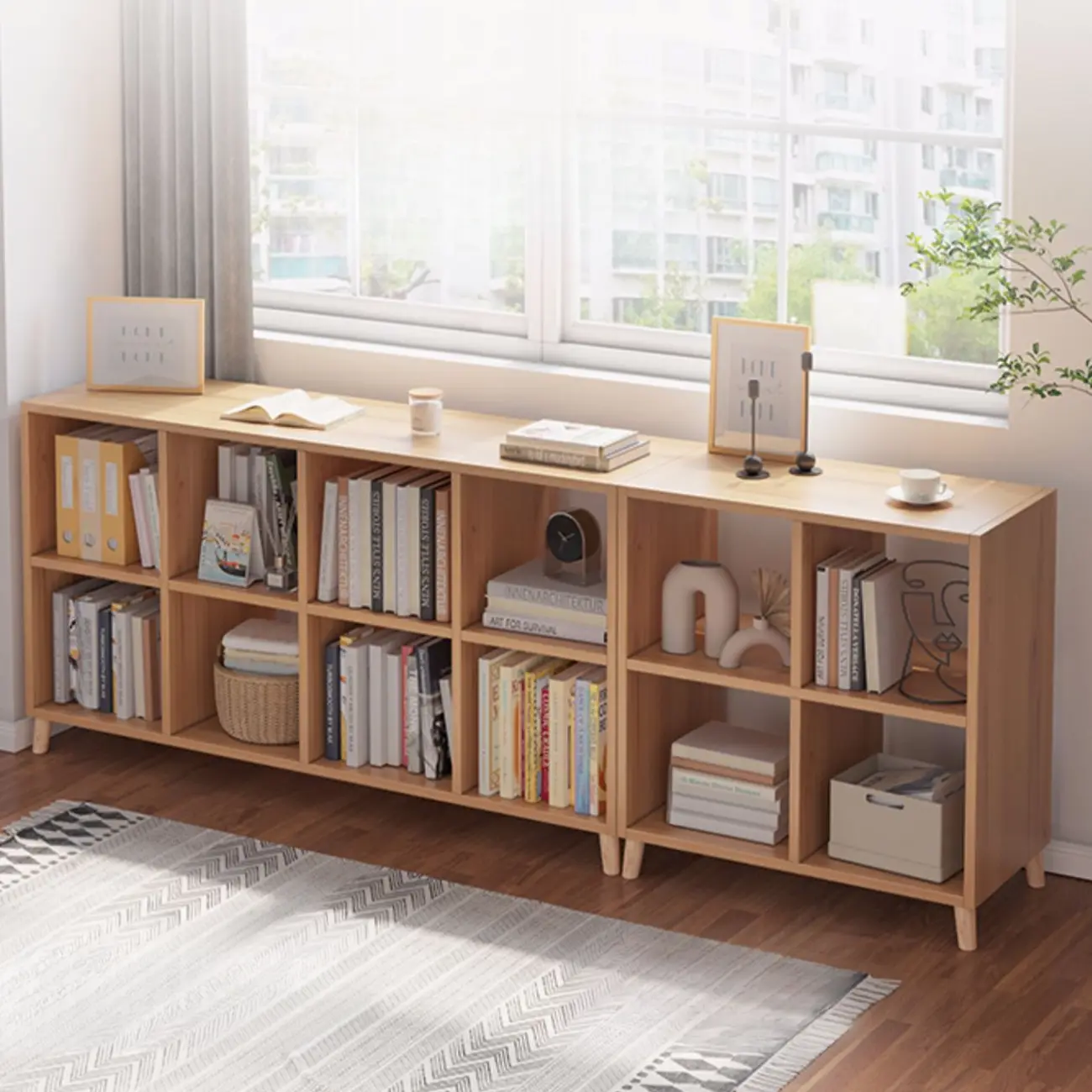 Modern Wood Cube Wood  Bookcase with Versatile Storage Image - 11 | homeyfad