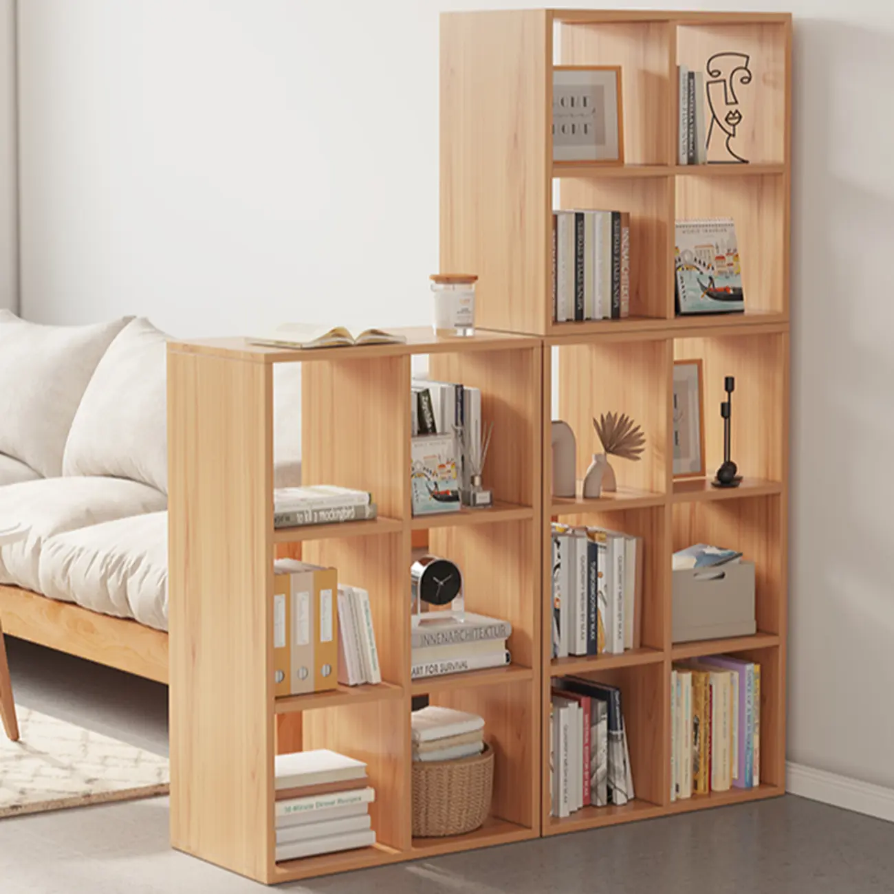 Modern Wood Cube Wood  Bookcase with Versatile Storage Image - 12 | homeyfad