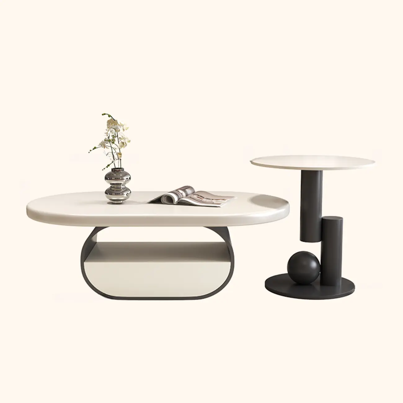 Modern Art Deco Black Wood Pedestal Coffee Table | homeyfad