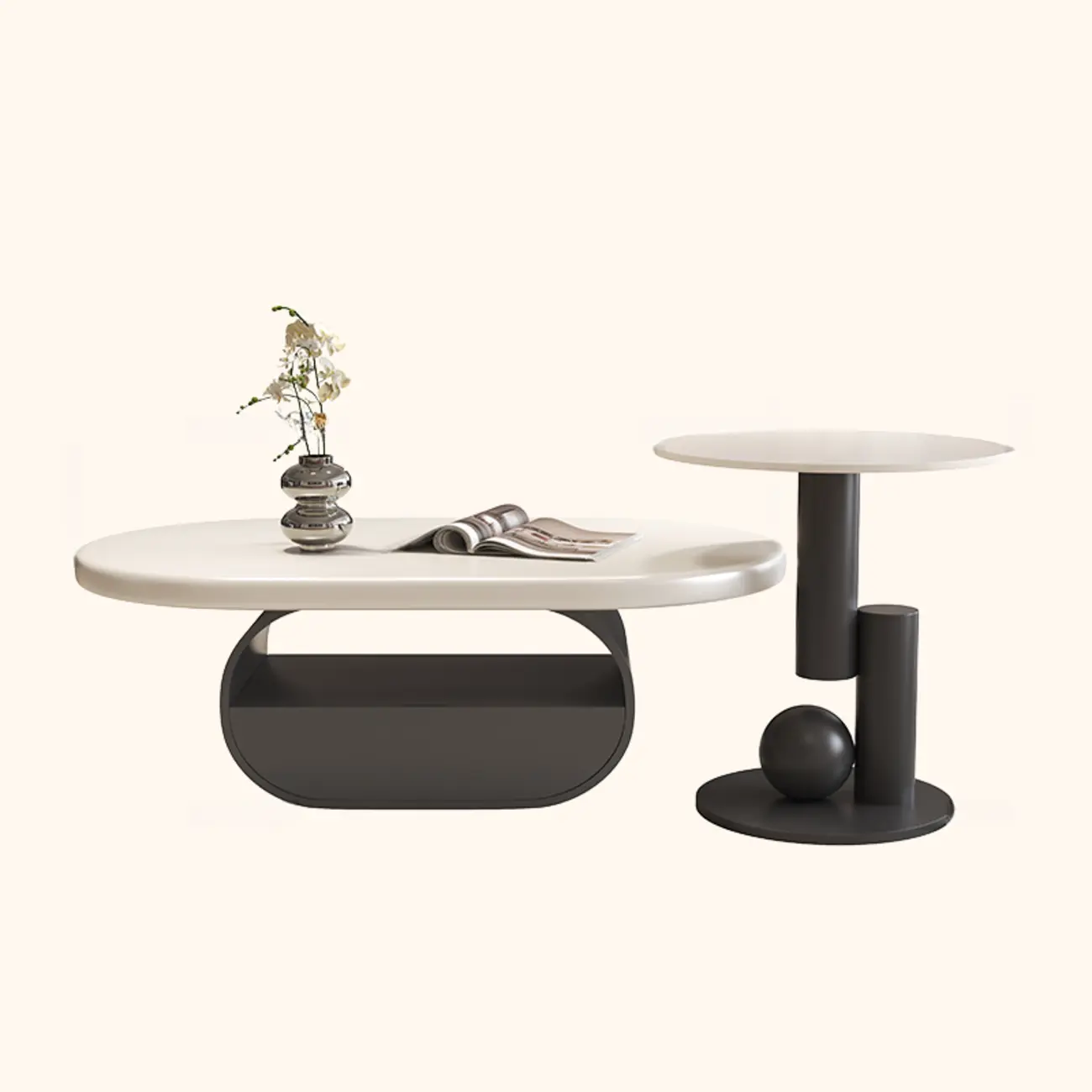 Modern Art Deco Black Wood Pedestal Coffee Table | homeyfad