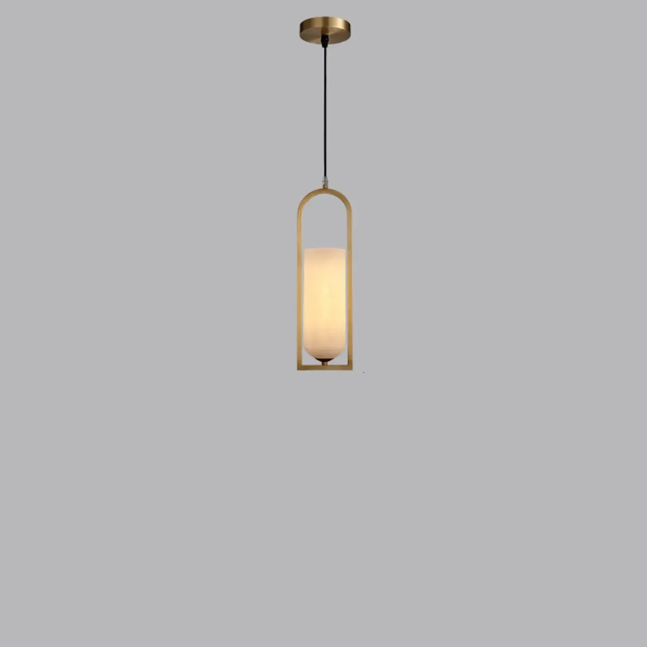 Adjustable Stone Metal Cylinder Pendant Light Image - 4