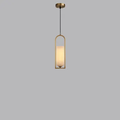 Adjustable Stone Metal Cylinder Pendant Light Image - 4