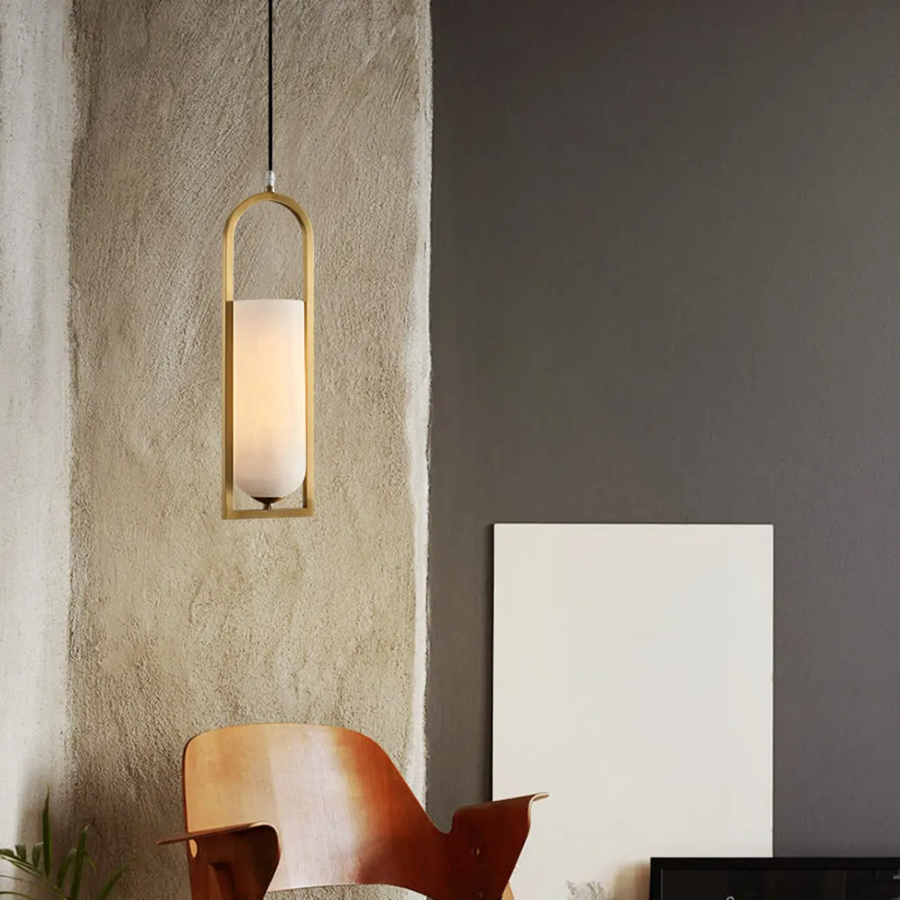 Adjustable Stone Metal Cylinder Pendant Light Image - 3 | homeyfad