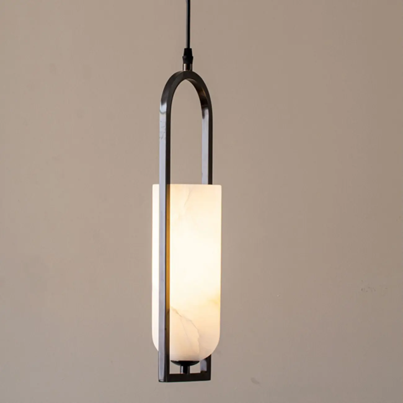 Adjustable Stone Metal Cylinder Pendant Light Image - 6 | homeyfad