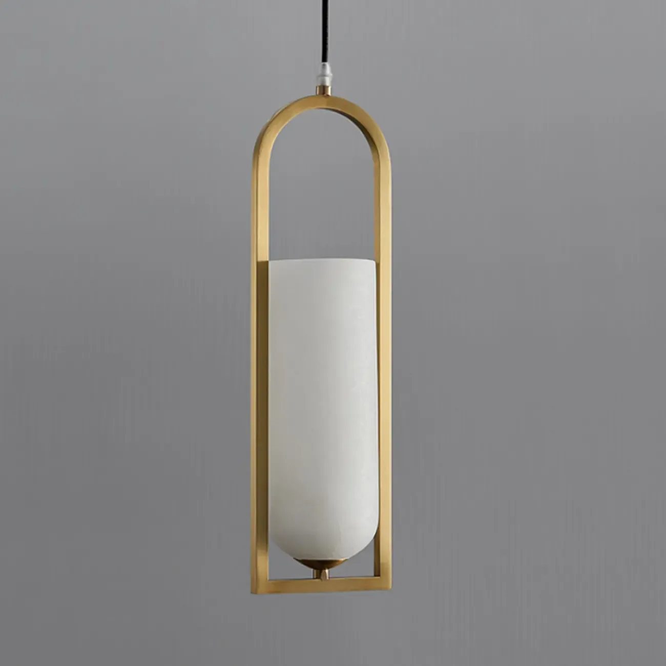 Adjustable Stone Metal Cylinder Pendant Light Image - 8
