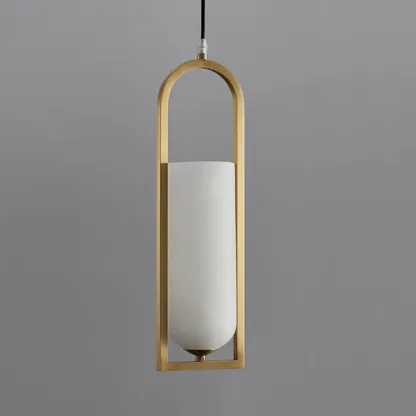 Adjustable Stone Metal Cylinder Pendant Light Image - 8
