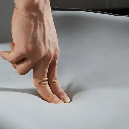 Scandinavian Leather Wingback Upholstered Dining Chair Image - 9