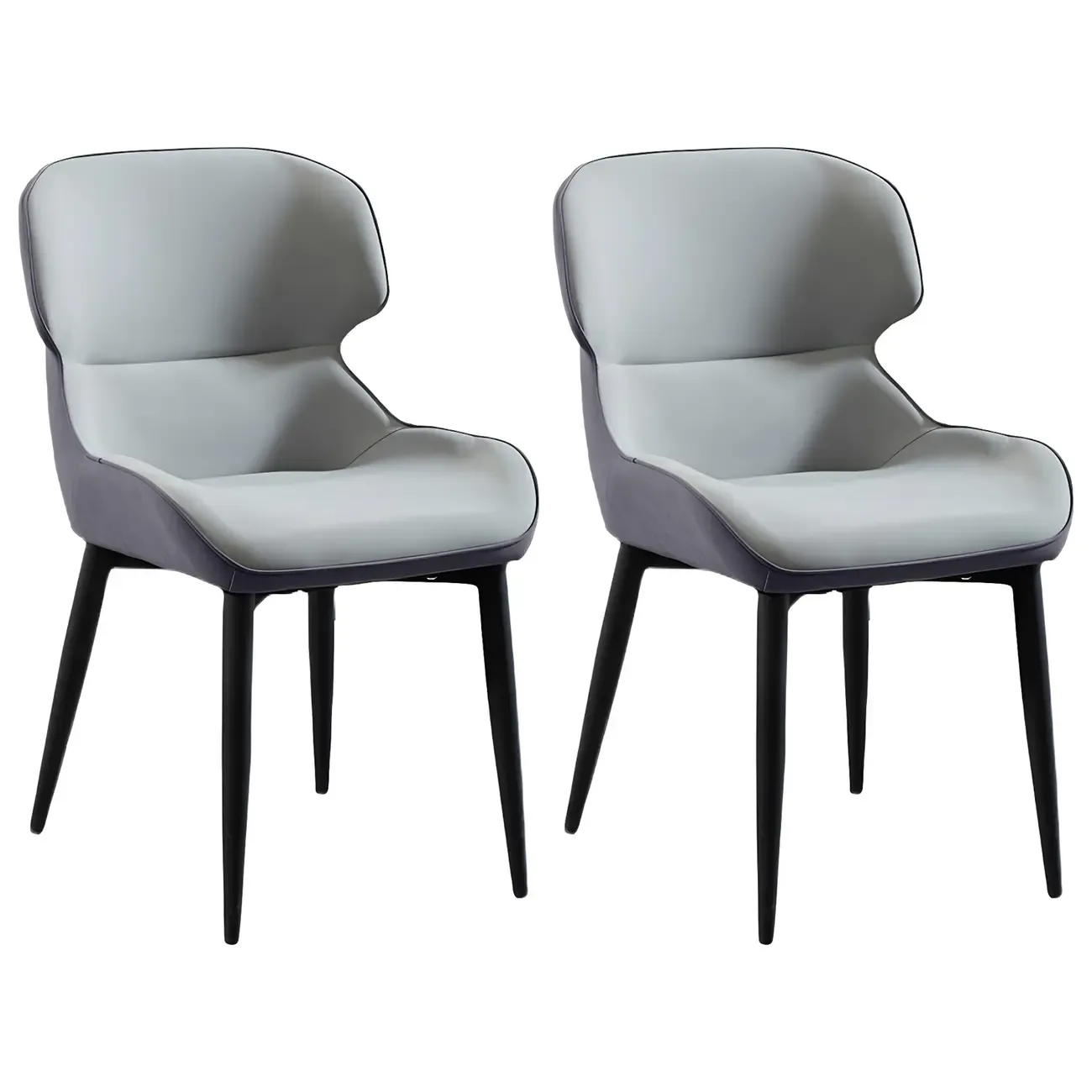 Scandinavian Leather Wingback Upholstered Dining Chair Image - 33