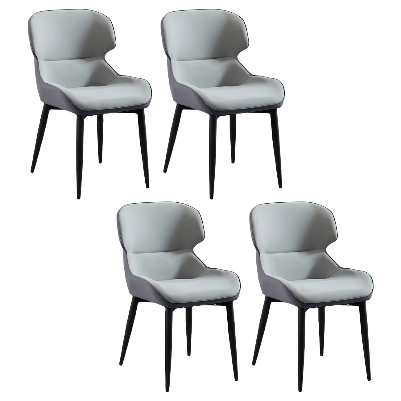 Scandinavian Leather Wingback Upholstered Dining Chair Image - 34