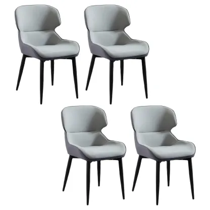 Scandinavian Leather Wingback Upholstered Dining Chair Image - 34