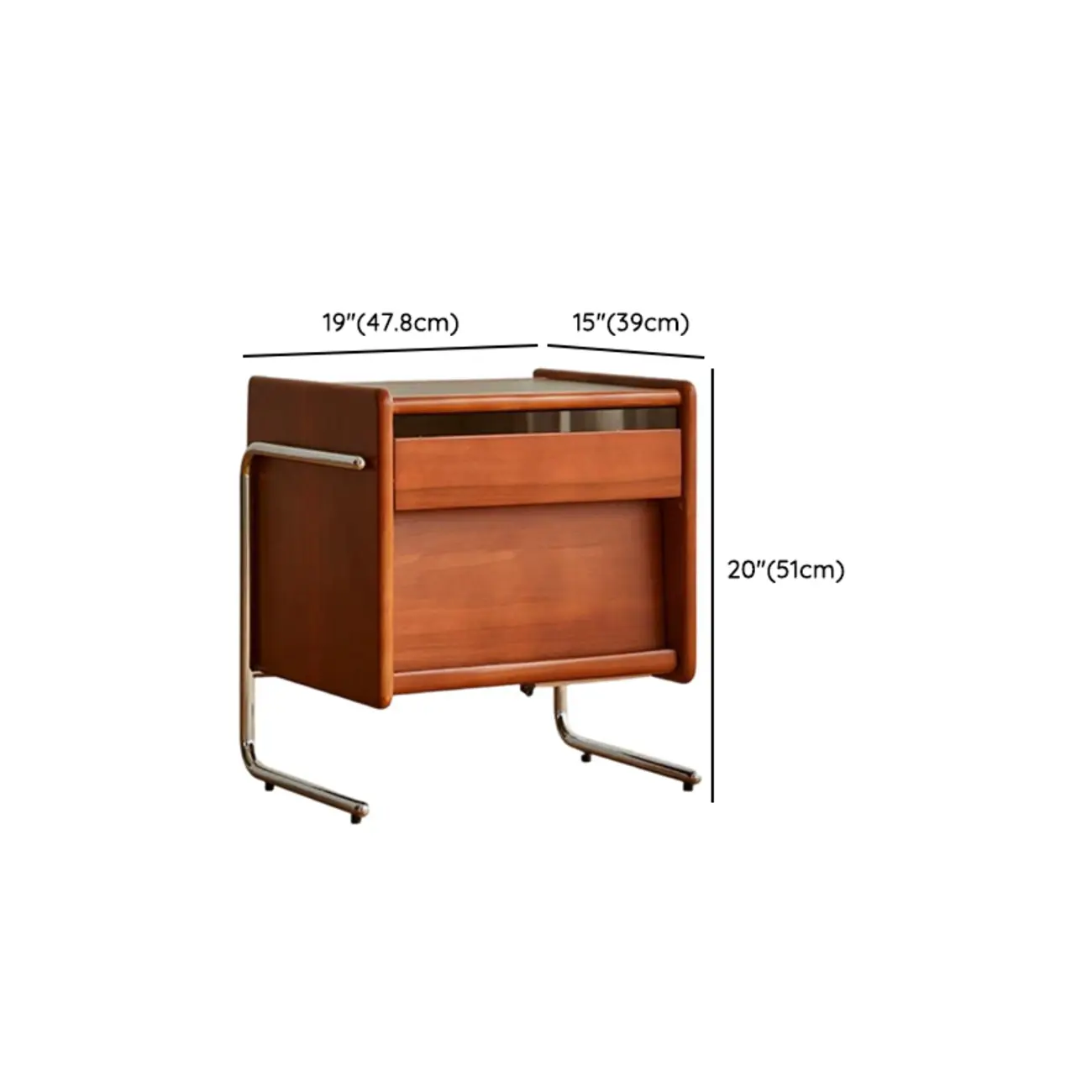 Mid-Century Modern Brown Wood Nightstand with Drawers #size | homeyfad