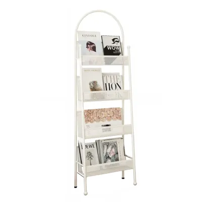 Vertical Metal 4-Shelf Open Back Ladder Bookshelf Image - 8