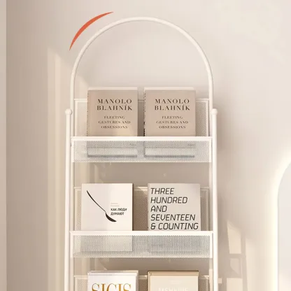 Vertical Metal 4-Shelf Open Back Ladder Bookshelf Image - 7