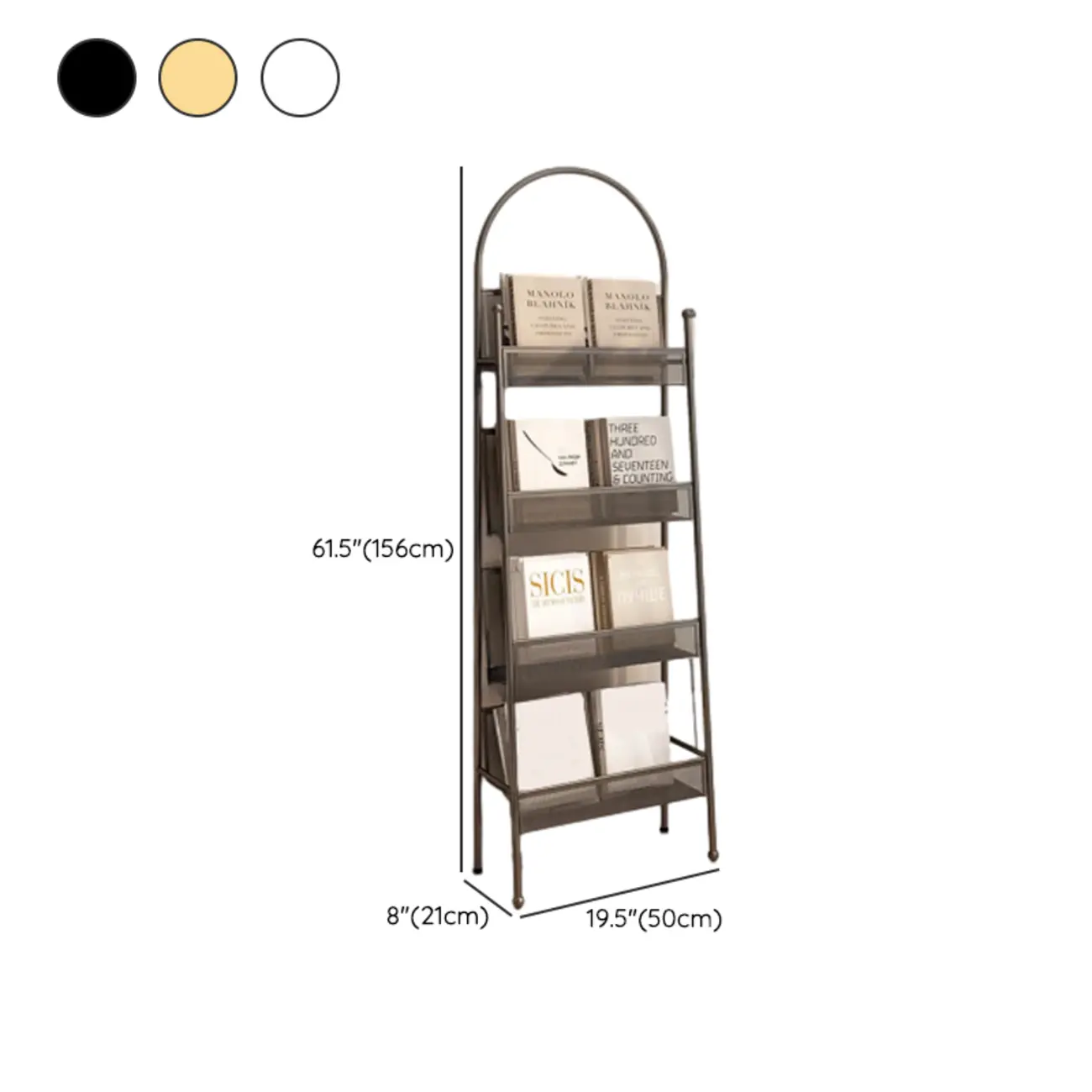 Vertical Metal 4-Shelf Open Back Ladder Bookshelf #size | homeyfad