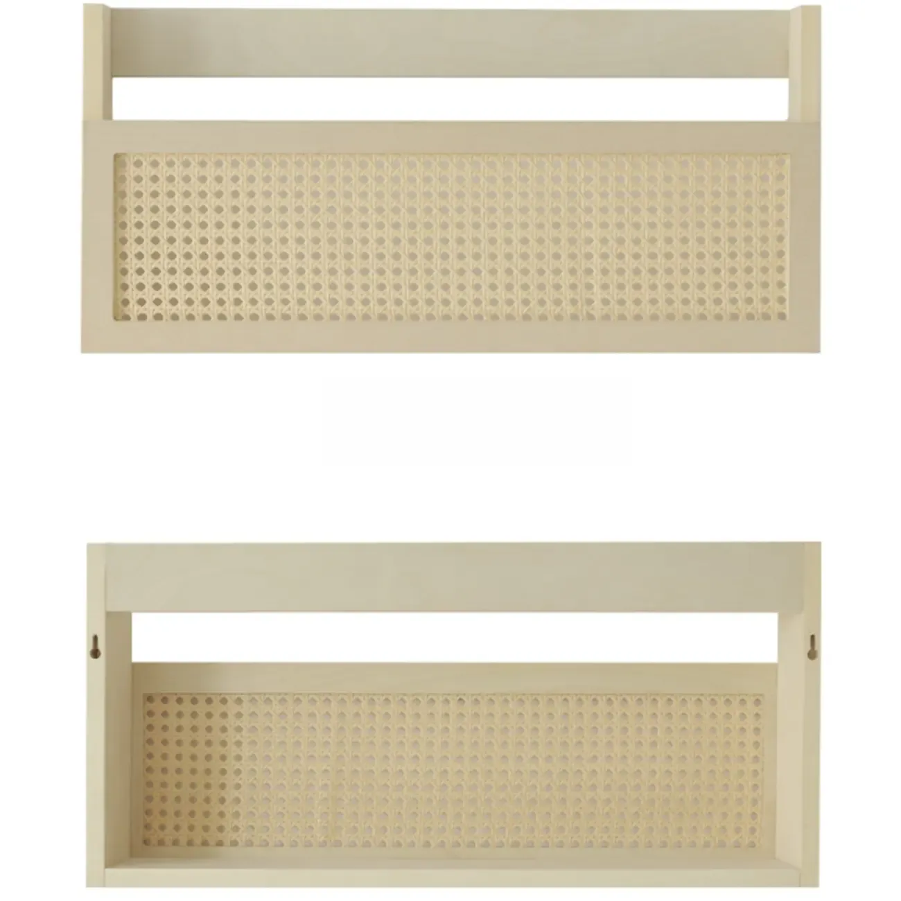 Simple Natural Wooden Open Back Wall-Mounted Bookshelves Image - 8