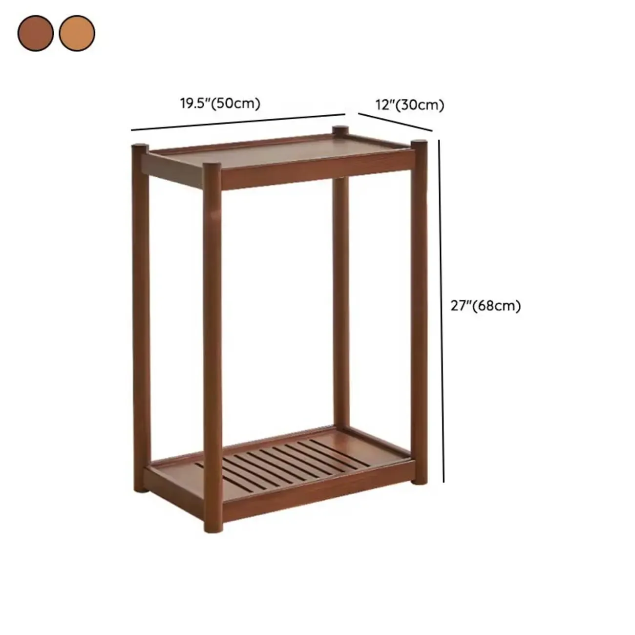 Minimalist Brown 2-Tier Tray Top Wooden End Table with Rollers Image - 11