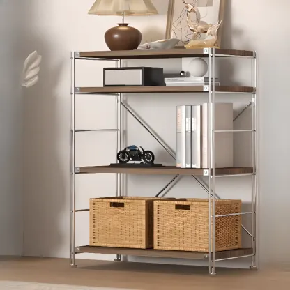 Etagere Brown Wooden Shelf Open Back Cube Bookcase Image - 2