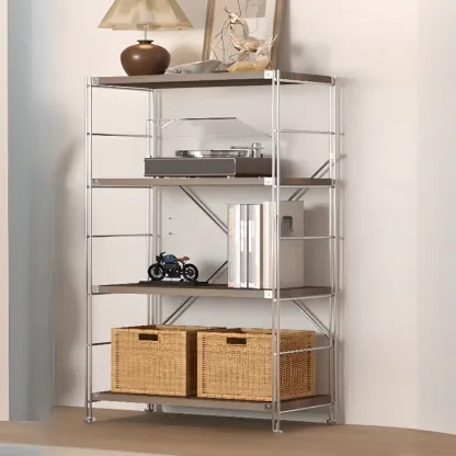 Etagere Brown Wooden Shelf Open Back Cube Bookcase Image - 3