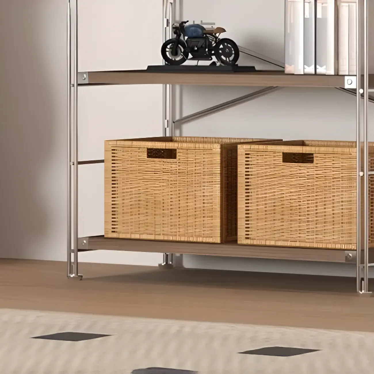 Etagere Brown Wooden Shelf Open Back Cube Bookcase Image - 4