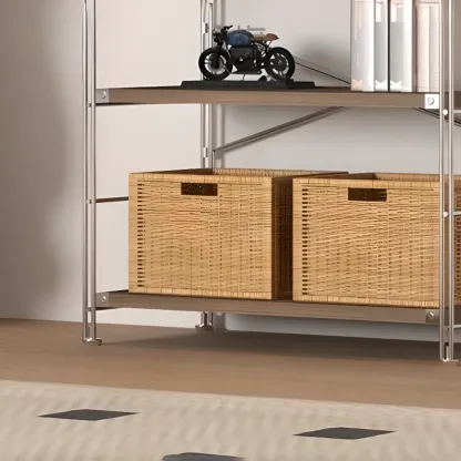 Etagere Brown Wooden Shelf Open Back Cube Bookcase Image - 4