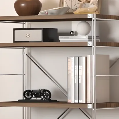 Etagere Brown Wooden Shelf Open Back Cube Bookcase Image - 6