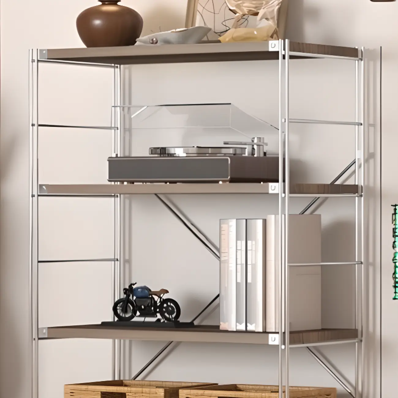 Etagere Brown Wooden Shelf Open Back Cube Bookcase Image - 7 | homeyfad