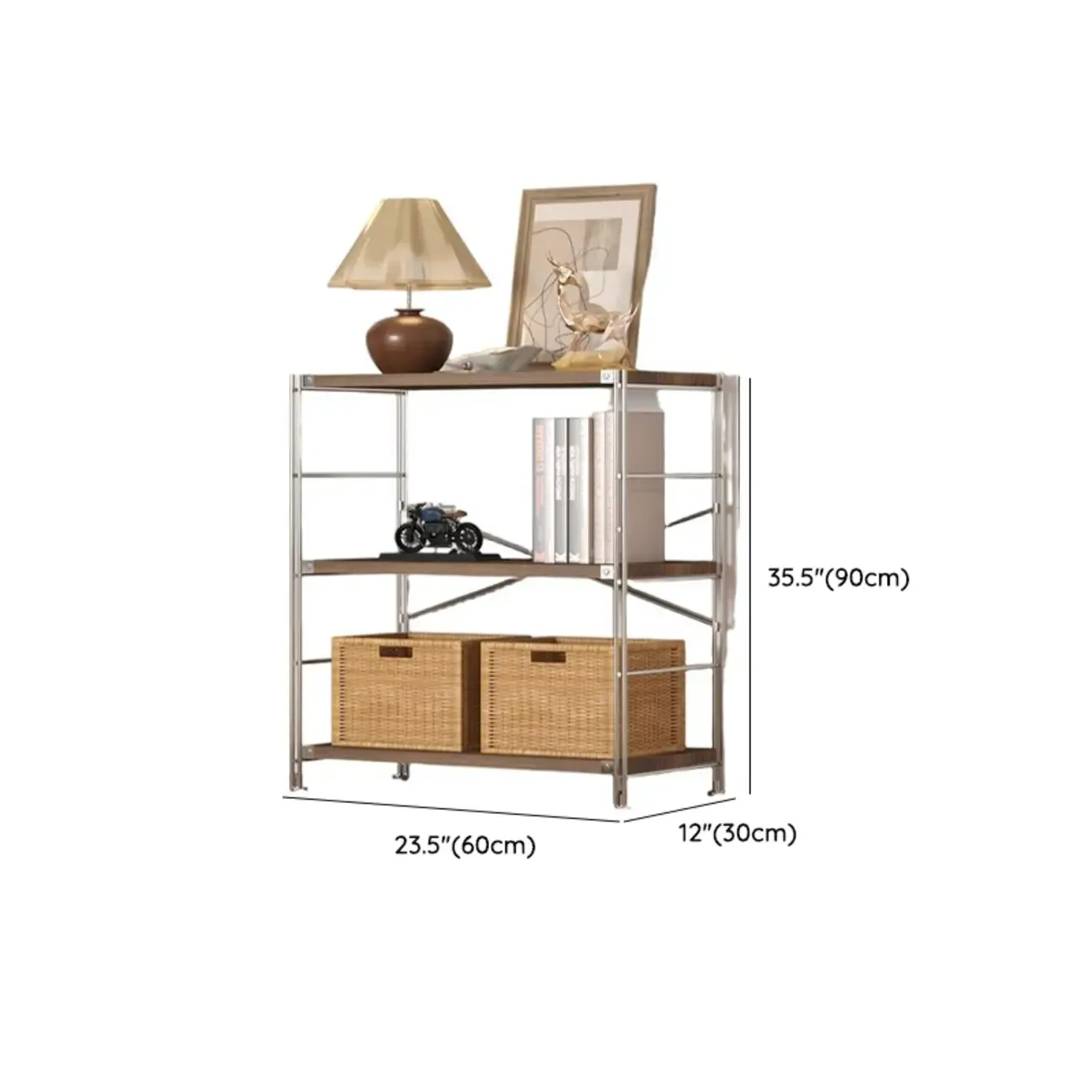 Etagere Brown Wooden Shelf Open Back Cube Bookcase Image - 9