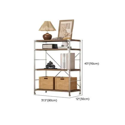 Etagere Brown Wooden Shelf Open Back Cube Bookcase Image - 18